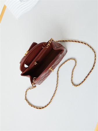 Cha.nel Mini Shopping Bag Kelly Bag Shiny Aged Calfskin Gold-Tone Metal Burgundy AS4416