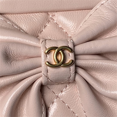 Ch*el clutch with chain lambskin gold-tone metal pink ap4028