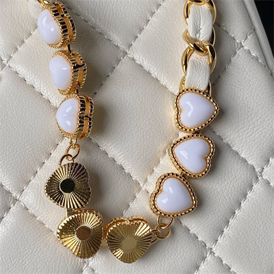 Ch*el hobo bag lambskin gold tone metal white as3786