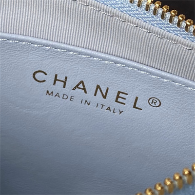 Ch*el hobo bag lambskin gold tone metal blue as3786