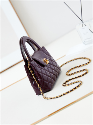 Cha.nel Mini Shopping Bag Kelly Bag Shiny Aged Calfskin Gold-Tone Metal Burgundy AS4416