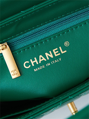 Cha.nel Mini Shopping Bag Kelly Bag Shiny Aged Calfskin Gold-Tone Metal Dk Green  AS4416