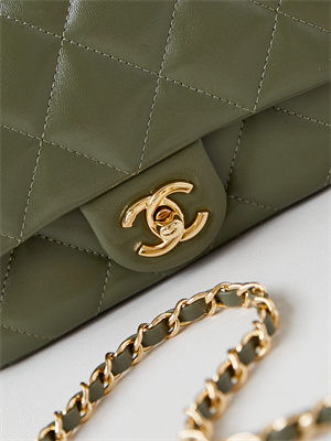 Cha.nel Mini Flap Bag with Top Handle Shiny Lambskin & Gold-Tone Metal Green AS5032