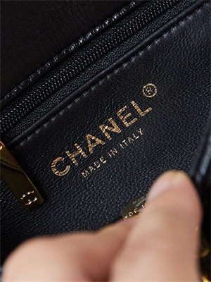 Cha.nel Mini Flap Bag with Top Handle Shiny Lambskin & Gold-Tone Metal Black AS5032