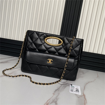 Cha.nel Small Tote Lambskin Black AS5036