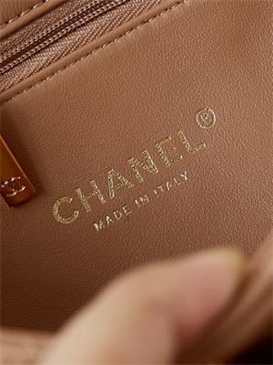 Cha.nel Mini Flap Bag with Top Handle Shiny Lambskin & Gold-Tone Metal Brown AS5043