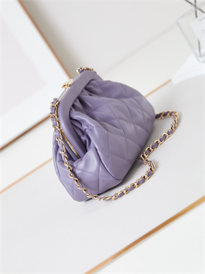 Cha.nel Clutch Lambskin & Gold-Tone Metal Purple AS4717