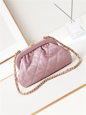 Cha.nel Clutch Lambskin & Gold-Tone Metal Pink AS4717