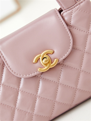 Cha.nel Mini Shopping Bag Kelly Bag Shiny Aged Calfskin Gold-Tone Metal Pink AS4416