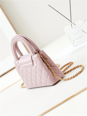 Cha.nel Mini Shopping Bag Kelly Bag Shiny Aged Calfskin Gold-Tone Metal Pink AS4416