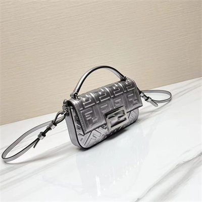 Fen.di BAGUETTE Phone Pouch Nappa Leather Silver