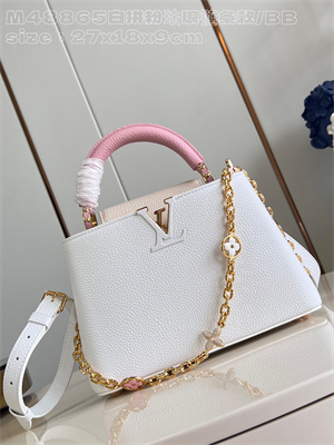 L.V Capucines BB Bag Taurillon Leather White/Pink M48865