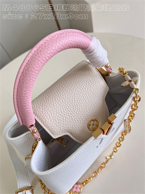 L.V Capucines BB Bag Taurillon Leather White/Pink M48865