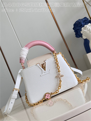 L.V Capucines Mini Bag Taurillon Leather White/Pink M48865
