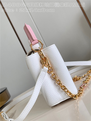 L.V Capucines Mini Bag Taurillon Leather White/Pink M48865