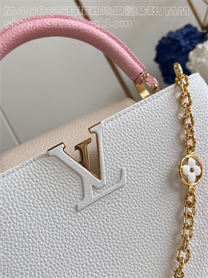 L.V Capucines MM Bag Taurillon Leather White/Pink M48865