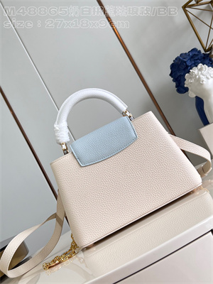 L.V Capucines BB Bag Taurillon Leather Cream/Blue M48865