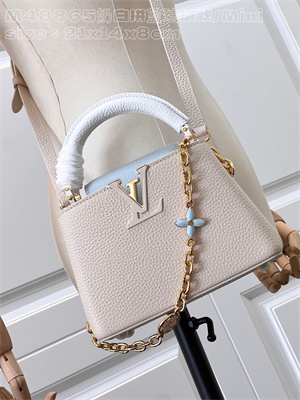 L.V Capucines Mini Bag Taurillon Leather Cream/Blue M48865