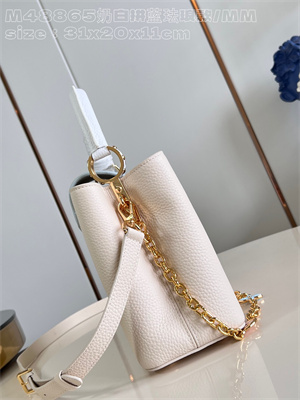 L.V Capucines MM Bag Taurillon Leather Cream/Blue M48865
