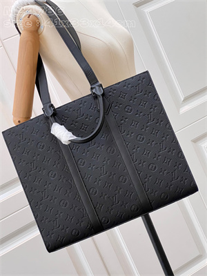 L.V Sac Plat 24H Embossed Taurillon cowhide leather Black M24786