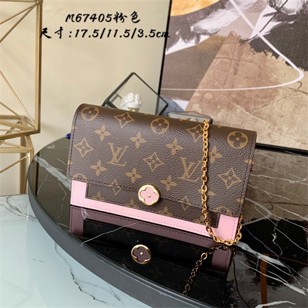 L.V Flore Wallet On Chain Monogram Canvas Pink M67405