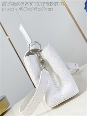 L.V Capucines East-West BB Grained calfskin White M48865