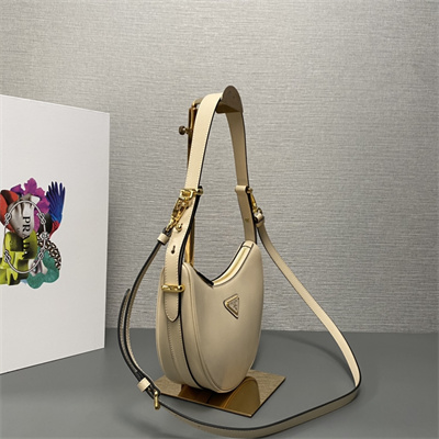 Pra*a arqué leather shoulder bag beige color 1bc194