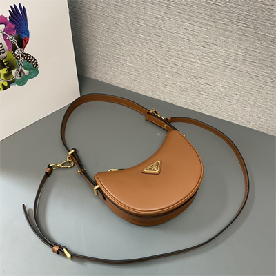 Pra*a arqué leather mini shoulder bag cognac color 1bc199