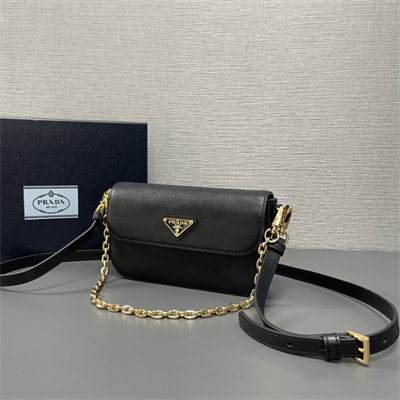 Pra*a saffiano leather mini-bag black color 1bd356