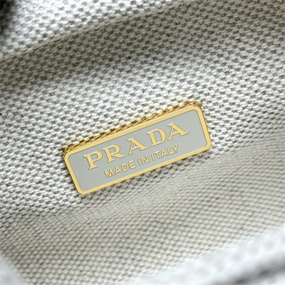 Pra*a mini wicker and linen blend tote bag tan/white 1bg469