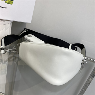 Pra*a triangle leather shoulder bag white color 1bh190
