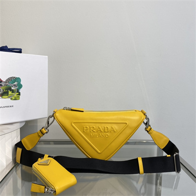 Pra*a triangle leather shoulder bag yellow color 1bh190
