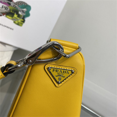 Pra*a triangle leather shoulder bag yellow color 1bh190