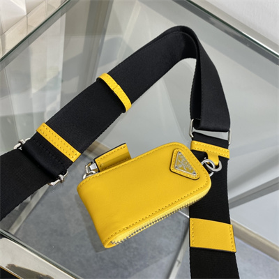 Pra*a triangle leather shoulder bag yellow color 1bh190