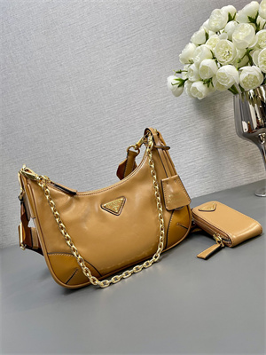 Pra*a re-edition naplak patent leather mini-bag brown color 1bh204