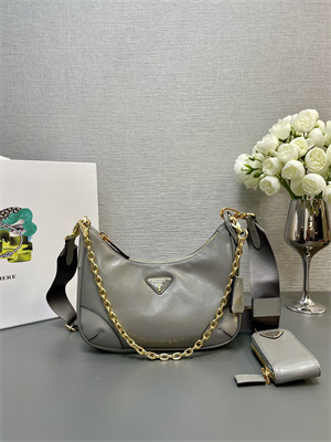 Pra*a re-edition naplak patent leather mini-bag grey color 1bh204