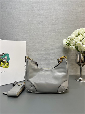 Pra*a re-edition naplak patent leather mini-bag grey color 1bh204