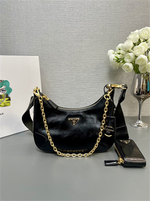 Pra*a re-edition naplak patent leather mini-bag black color 1bh204