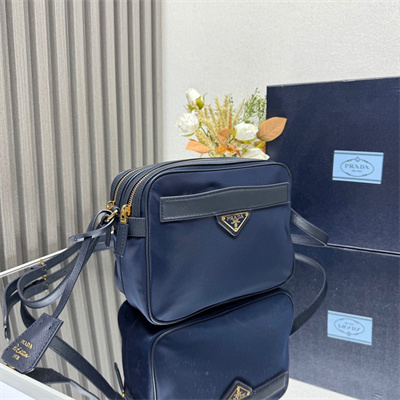 Pra*a re-edition 1978 re-nylon and saffiano leather mini shoulder bag navy 1bh218