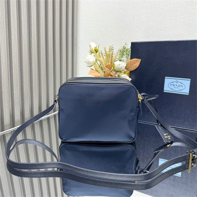 Pra*a re-edition 1978 re-nylon and saffiano leather mini shoulder bag navy 1bh218