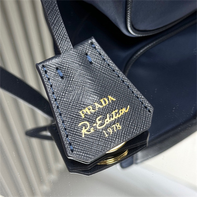 Pra*a re-edition 1978 re-nylon and saffiano leather mini shoulder bag navy 1bh218