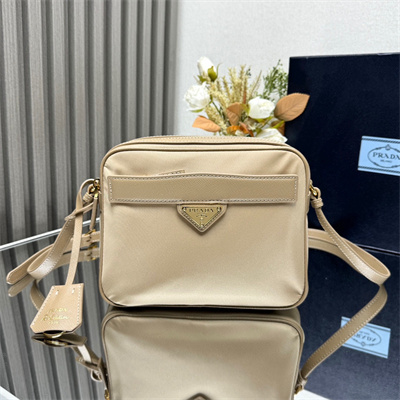 Pra*a re-edition 1978 re-nylon and saffiano leather mini shoulder bag beige 1bh218