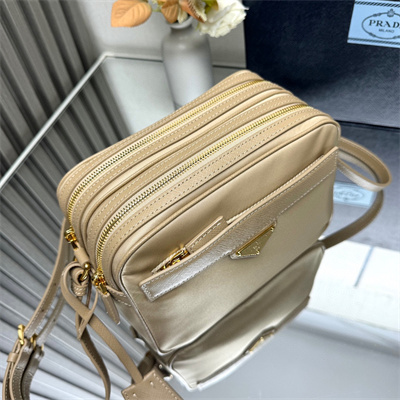 Pra*a re-edition 1978 re-nylon and saffiano leather mini shoulder bag beige 1bh218