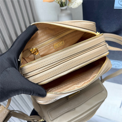 Pra*a re-edition 1978 re-nylon and saffiano leather mini shoulder bag beige 1bh218