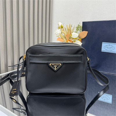 Pra*a re-edition 1978 re-nylon and saffiano leather mini shoulder bag black 1bh218