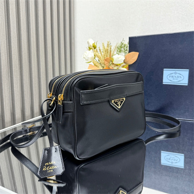 Pra*a re-edition 1978 re-nylon and saffiano leather mini shoulder bag black 1bh218