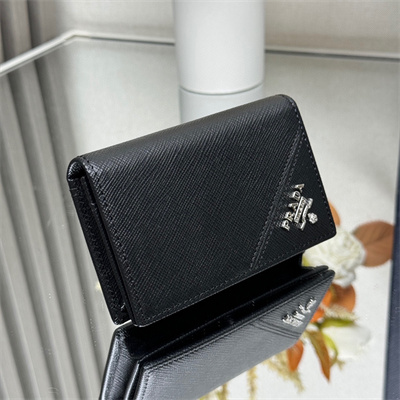 Pra*a saffiano leather card holder black 2mc122