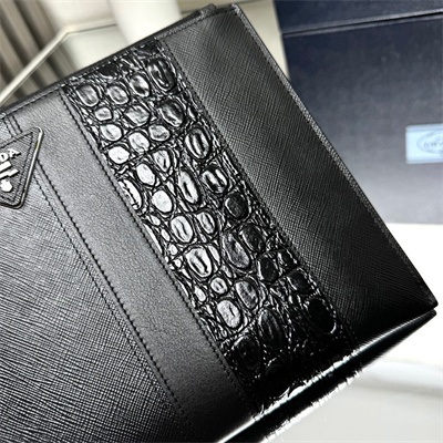 Pra*a saffiano leather pouch black 2nh005