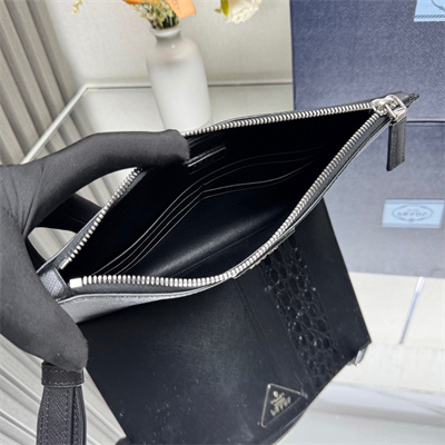 Pra*a saffiano leather pouch black 2nh005