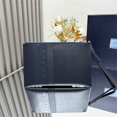 Pra*a saffiano leather pouch navy 2nh005